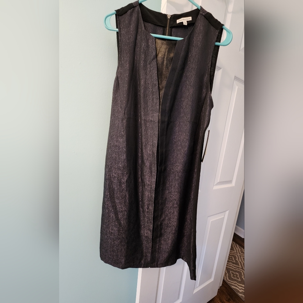 Calvin Klein black metallic sleeve sheath dress,  L, NWT